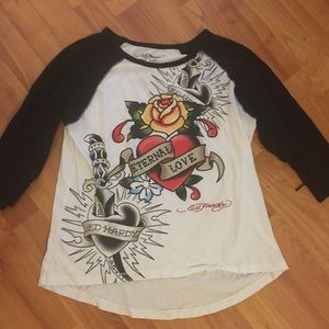 Ed Hardy baseball tee.